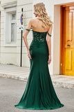 Off the Shoulder Black Sparkly Mermaid Prom Dress