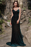 V-Neck Mermaid V Neck Green Velvet Long Formal Dress