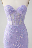 Light Blue Corset Sequins Sweetheart Short Tight Prom Dress with Lace-up Back