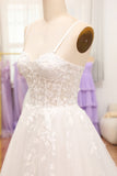 Ivory A-Line Spaghetti Straps Corset Lace Tulle Long Wedding Dress