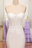 Ivory Strapless Mermaid Wedding Party Dress