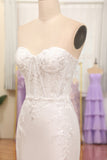 Ivory Strapless Mermaid Wedding Party Dress