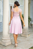 Pink Chiffon Mother of the Bride Dress with Lace