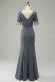 Grey Appliques Mermaid Mother of Bride Dress