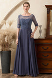 Sparkly Grey Blue Beaded Mother of the Bride Dress