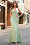 Mermaid Halter Dark Green Front Twist Maxi Bridesmaid Dress