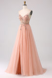 Charming A Line Spaghetti Straps Golden Long Prom Dress with Beading