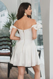 White A-Line Corset Short Graduation Dress with Ruffles