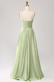 A Line Green Cowl Neck Bridesmaid Dress with Sequins