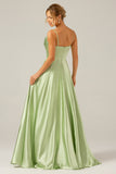 Green A Line Cowl Neck Prom Dress with Sequins
