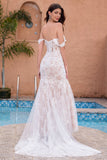 Gorgeous Off the Shoulder Applique Mermaid Maxi Wedding Dress