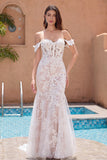 Gorgeous Off the Shoulder Applique Mermaid Maxi Wedding Dress