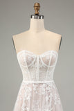 Bohemian Strapless Corset Applique Ruffles A-Line Wedding Dress