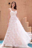 Bohemian Strapless Corset Applique Ruffles A-Line Wedding Dress