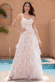 Bohemian Strapless Corset Applique Ruffles A-Line Wedding Dress