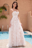 Bohemian Strapless Corset Applique Ruffles A-Line Wedding Dress