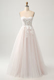 Sweetheart  Applique Sparkly A-Line Floor Length Wedding Dress