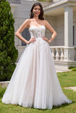 Sweetheart Corset Applique A-Line Tulle Wedding Dress