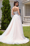 Sweetheart Corset Applique A-Line Tulle Wedding Dress