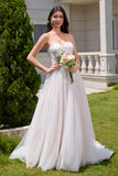 Sweetheart Corset Applique A-Line Tulle Wedding Dress