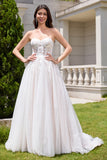 Sweetheart Corset Applique A-Line Tulle Wedding Dress