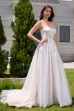 Sweetheart Corset Applique A-Line Tulle Wedding Dress