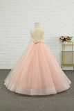 Pink Tulle Applique Spaghetti Straps Flower Girl Dress