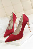 Burgundy Shallow Metal Stiletto Heels