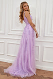 A Line Spaghetti Straps Hot Pink Prom Dress with Appliques