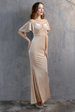 Champagne Velvet Mermaid Long Prom Dress