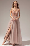 Spaghetti Straps Long Prom Dress With Slit