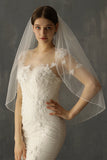 White Beaded Edge One Tier Wedding Veil