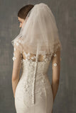 White Five Tiers Short Wedding Veil With Beading