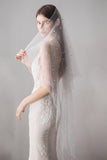 Elegant Pearl White Two Tiers Wedding Veil