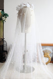 Elegant Pearl White Two Tiers Wedding Veil