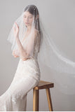 Elegant Pearl White Two Tiers Wedding Veil