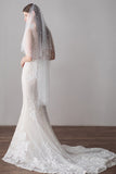 Elegant Pearl White Two Tiers Wedding Veil