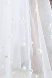 Elegant Pearl White Two Tiers Wedding Veil