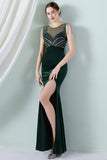 Dark Green Mermaid Bateau Neck Prom Dress