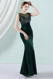 Dark Green Mermaid Bateau Neck Prom Dress