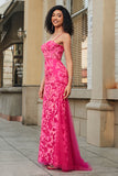 Mermaid Fuchsia Long Prom Dress with Appliques