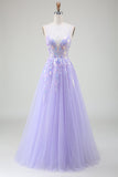 A-Line Purple Prom Dress with Sequins