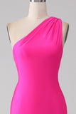 Mermaid Hot Pink One Shoulder Long Prom Dress