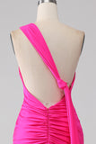 Mermaid Hot Pink One Shoulder Long Prom Dress