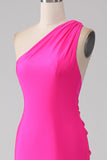 Mermaid Hot Pink One Shoulder Long Prom Dress