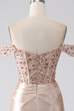 Mermaid Champagne Corset Prom Dress