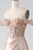 Mermaid Champagne Corset Prom Dress