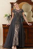 Sparkly Grey A Line Tulle Beaded Mother of Bride Dress