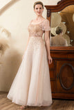 Sparkly Blush A Line Backless Beading Mother of Bride Dress
