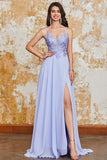 Gorgeous A Line Spaghetti Straps Lavender Long Prom Dress with Criss Cross Back